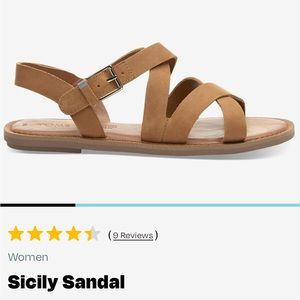 TOMS Sicily Sandals Size 6 in color tan